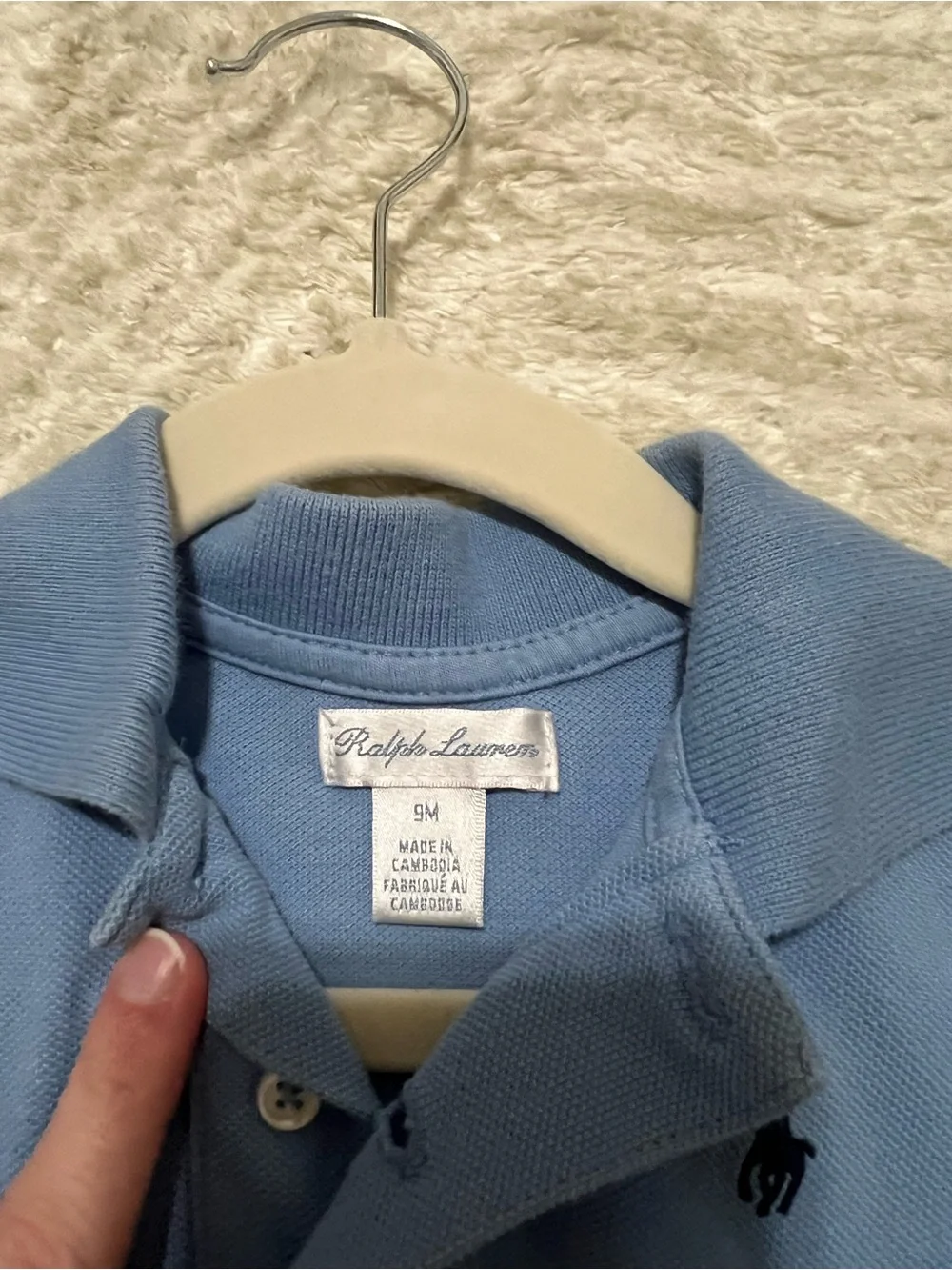 Ralph Lauren Light Blue Boys Polo with Navy Logo